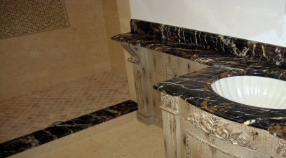 Marble countertop installed in a bathroom